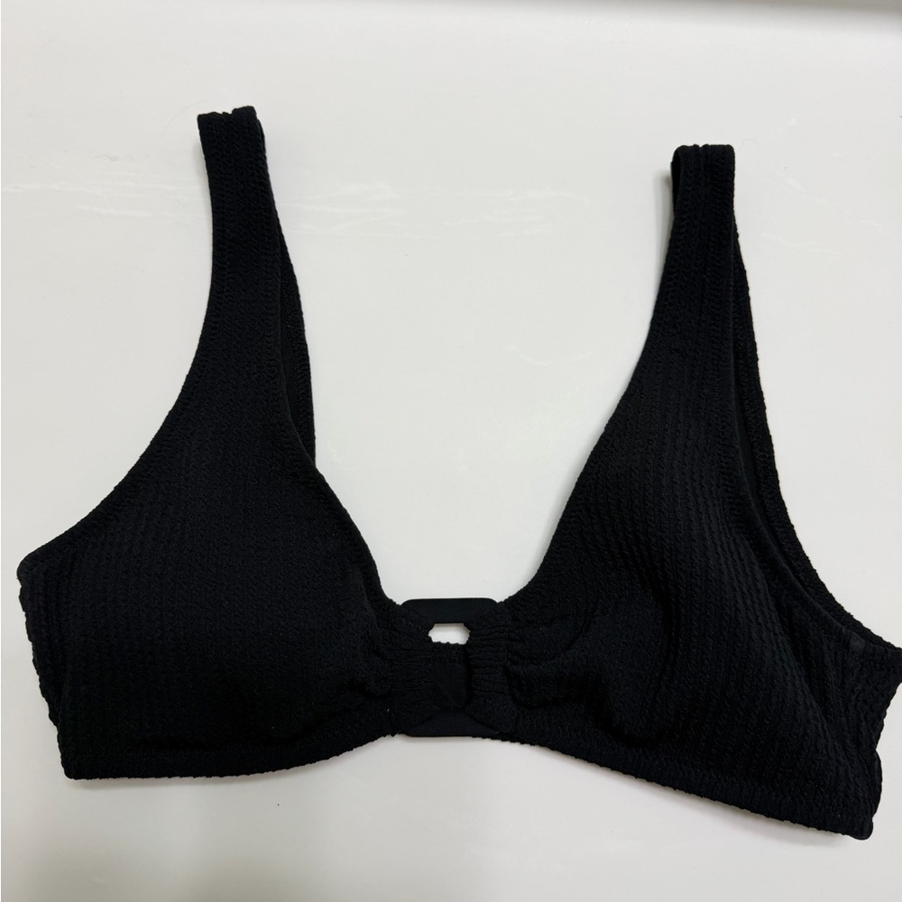 Black Textured Women's Bikini Top